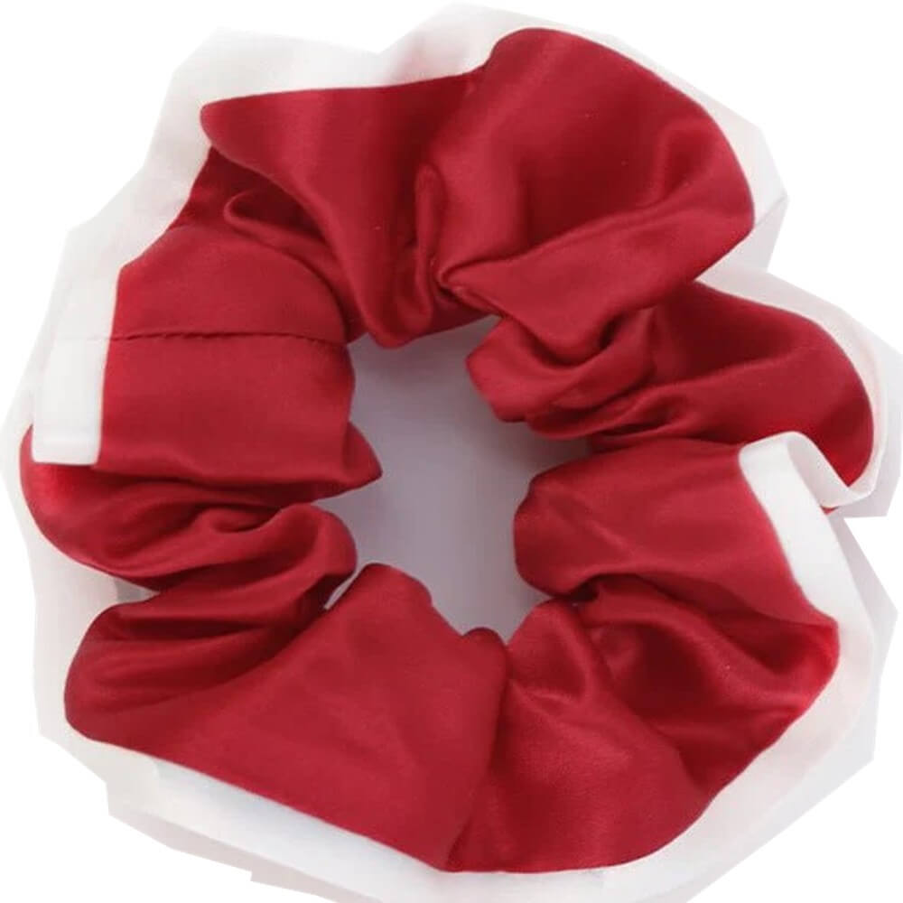 Silk Hair Scrunchies with White Trim Large Elastic Hair Ties Ponytail Holder