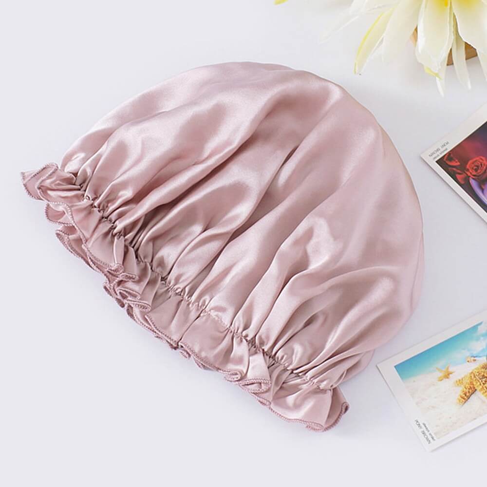 100% Mulberry Silk Sleep Cap for Curly Hair Silk Night Bonnet with Elastic Band