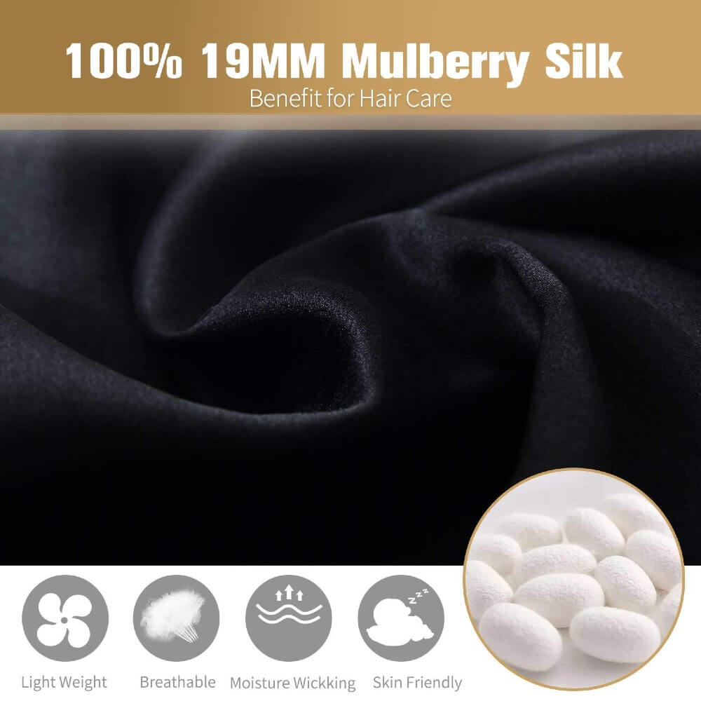 100% Mulberry Silk Sleep Cap for Women Hair Care Natural Silk Night Bonnet 19 Momme with Adjustable Ribbons