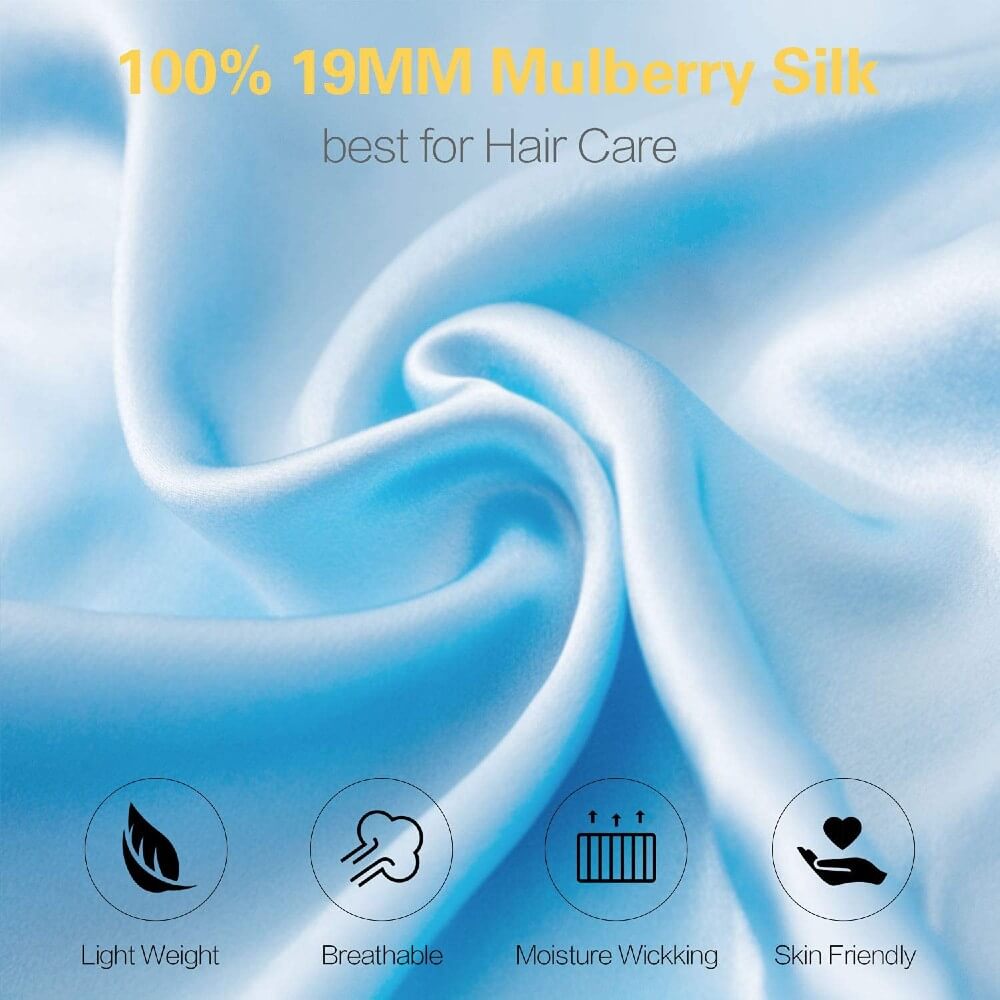 100% Mulberry Silk Sleep Cap for Women Hair Care Natural Silk Night Bonnet 19 Momme with Adjustable Ribbons