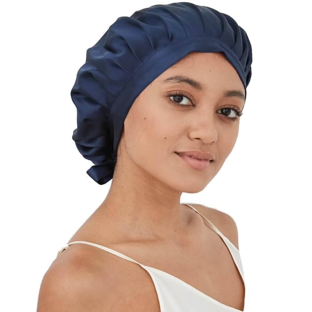 100% Mulberry Silk Sleep Cap for Women Hair Care Natural Silk Night Bonnet 19 Momme with Adjustable Ribbons
