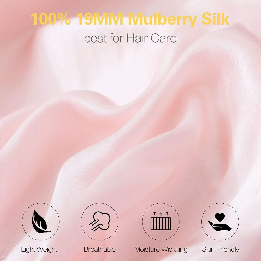 100% Mulberry Silk Sleep Cap for Women Hair Care Natural Silk Night Bonnet 19 Momme with Adjustable Ribbons