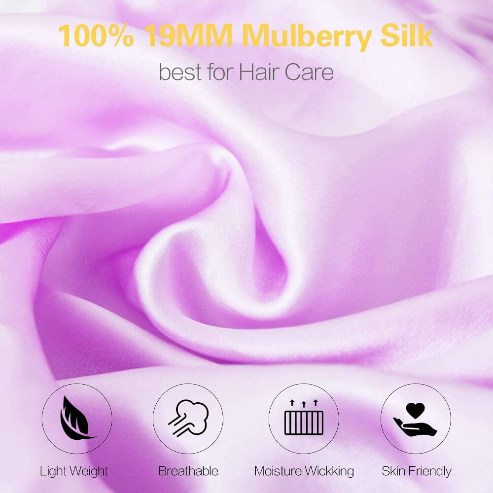 100% Mulberry Silk Sleep Cap for Women Hair Care Natural Silk Night Bonnet 19 Momme with Adjustable Ribbons