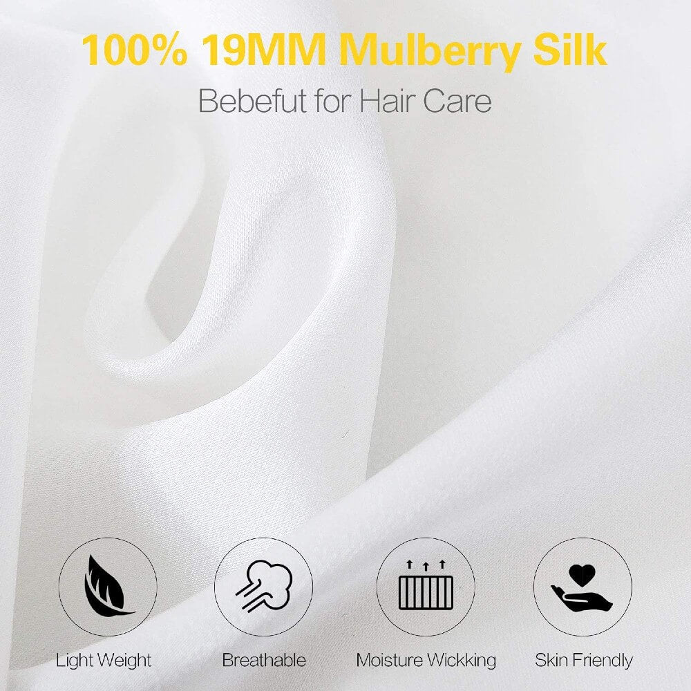 100% Mulberry Silk Sleep Cap for Women Hair Care Natural Silk Night Bonnet 19 Momme with Adjustable Ribbons