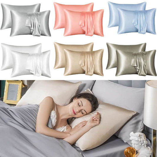 2 Pack Mulberry Silk Pillowcase for Hair and Skin 100% Natural Silk Pillow Case Cover with Hidden Zipper