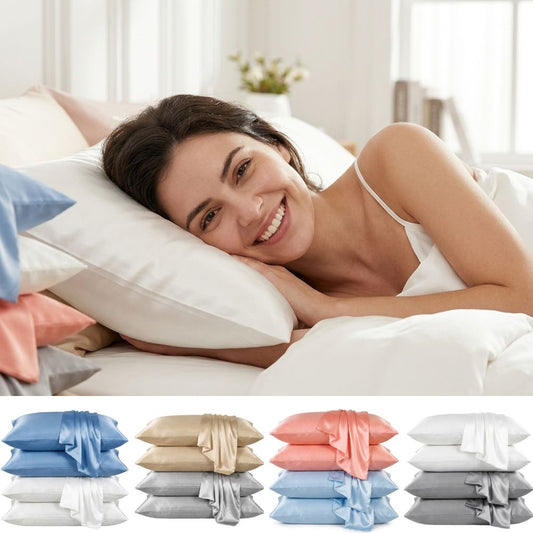 4-Pack 100% Pure Mulberry Silk Pillowcase Set for Hair and Skin Care
