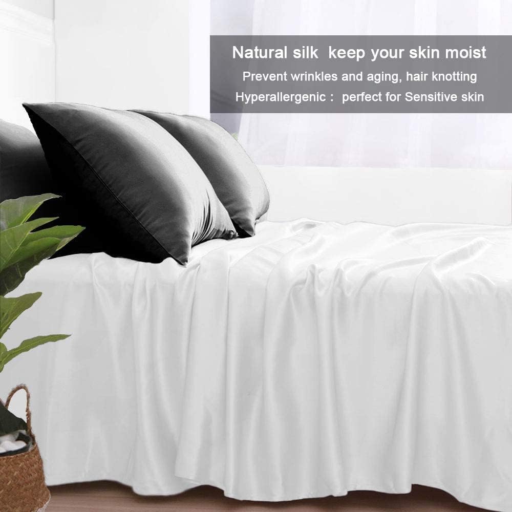 100% Mulberry Silk Pillowcase for Hair and Skin Soft Smooth Natural Silk Cover with Zipper Closure