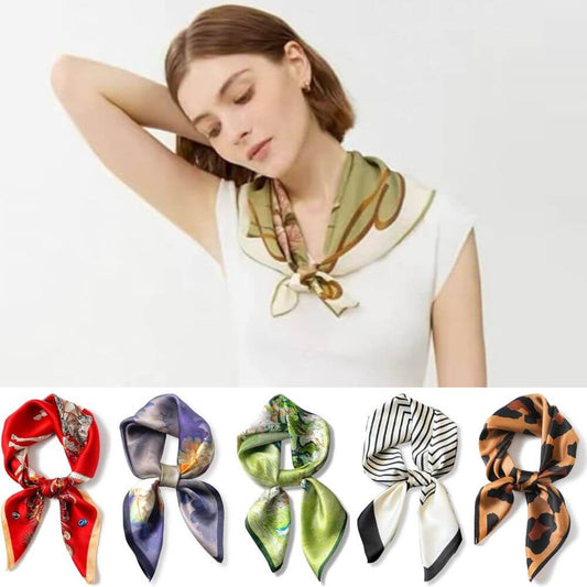 Floral 100% Silk Bandana Head Scarf for Women Vintage Silk Wrap Neck Large Square