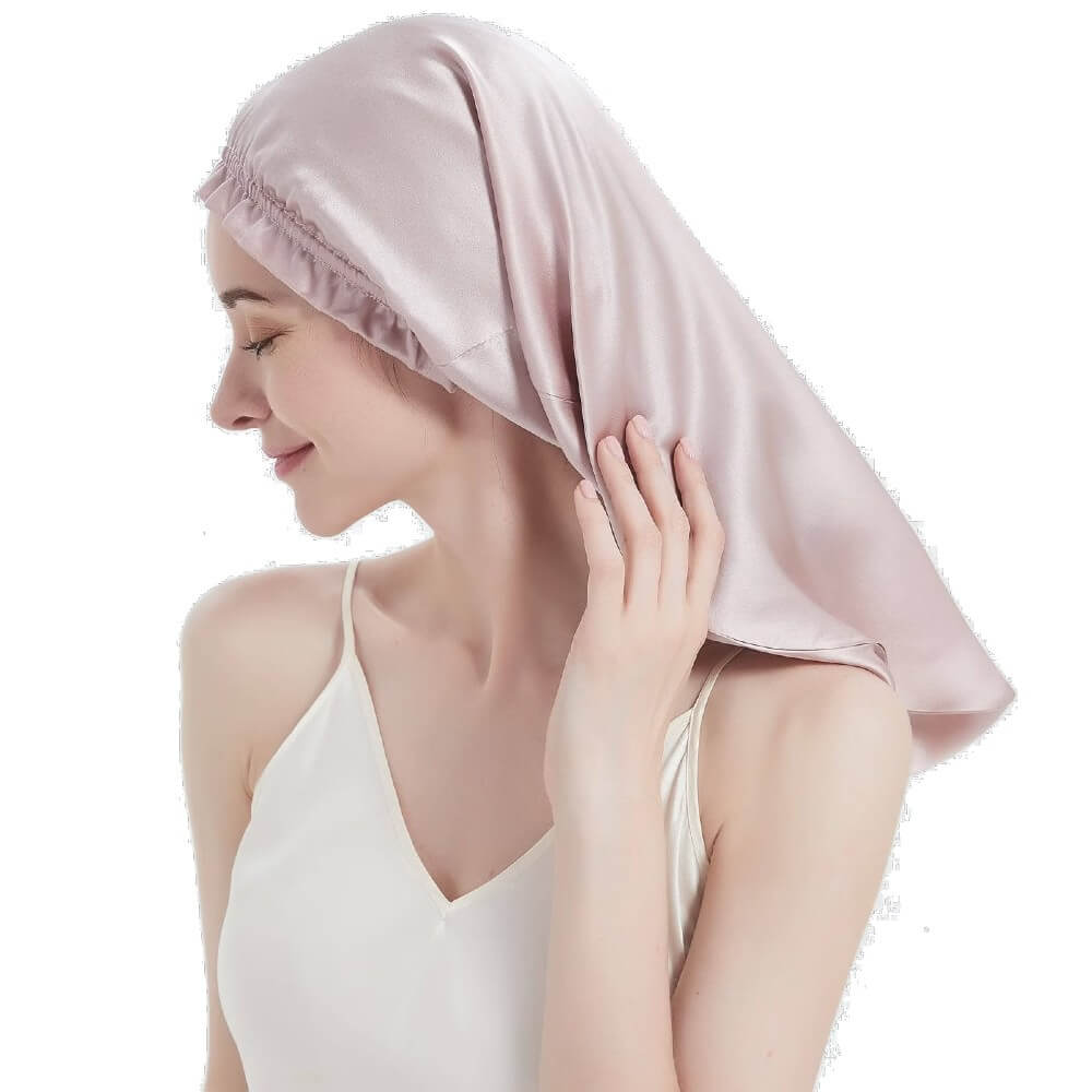 100% Mulberry Silk Bonnet for Long Hair Sleep Cap Natural Silk Bonnet with Elastic Band