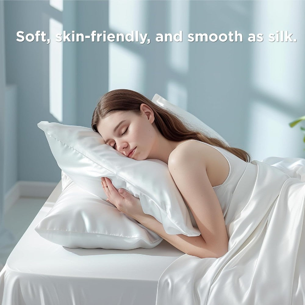100% Bamboo Cooling Pillow Case Pillowcase Viscose Silky Pillow Covers with Envelope Closure - 2 Pack