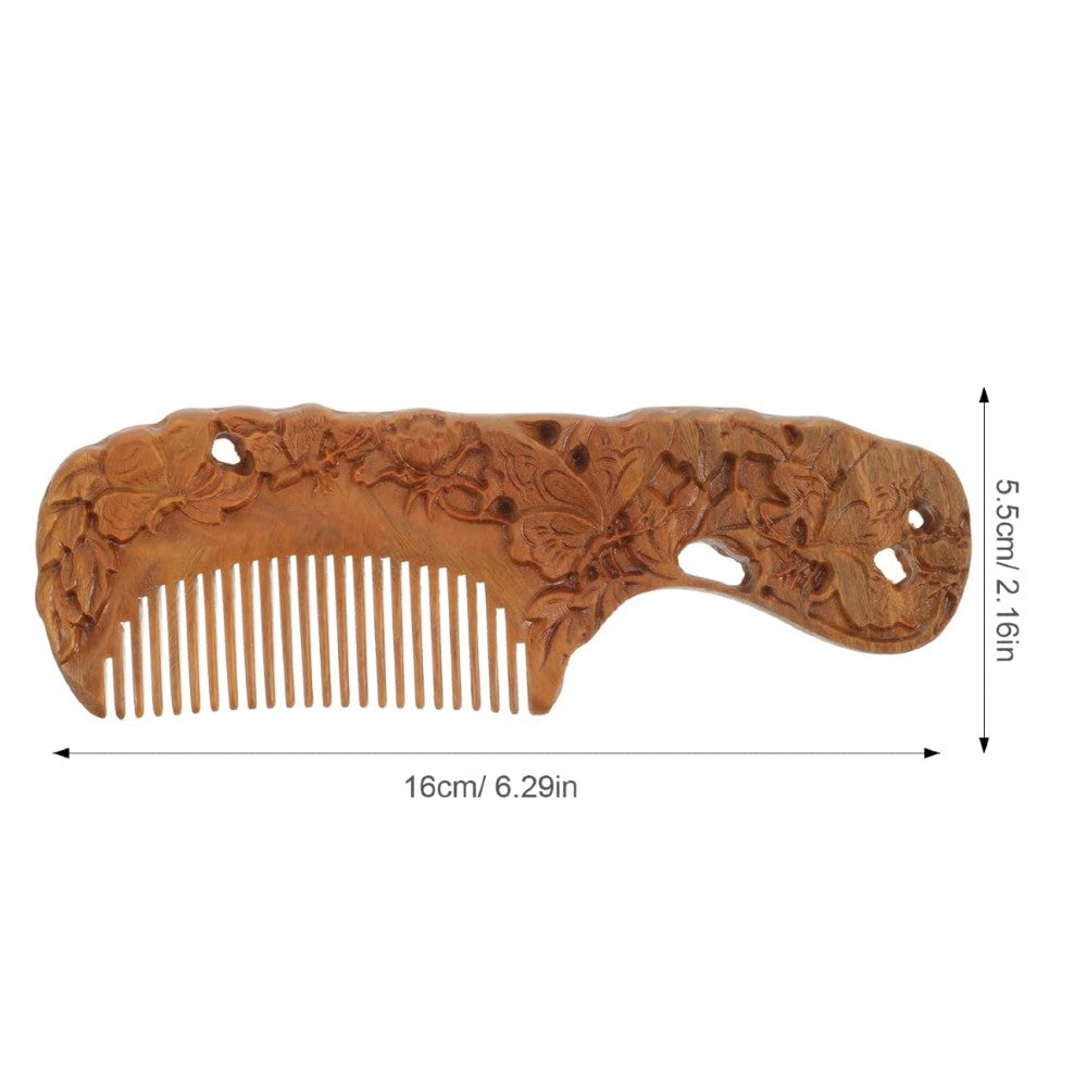 Natural Sandalwood Carved Comb Handcrafted Wooden Hair Comb for Detangling and Massage