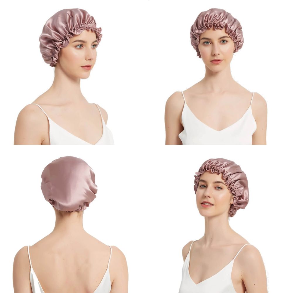100% Mulberry Silk Sleep Cap for Curly Hair Silk Night Bonnet with Elastic Band