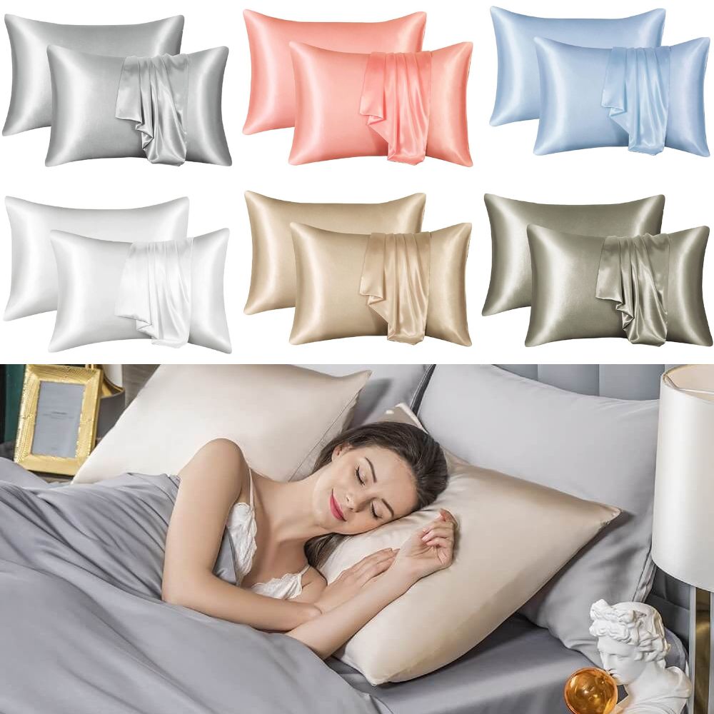 100% Mulberry Silk Pillowcase 2-Pack Envelope Closure Standard Size Cooling Breathable Luxury Bedding