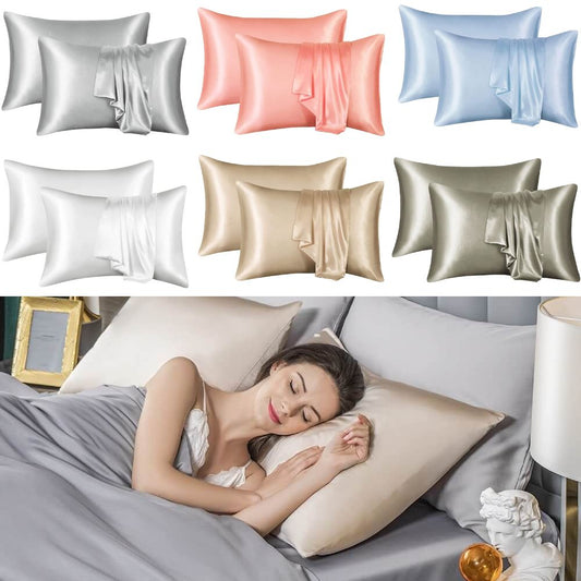 100% Mulberry Silk Pillowcase 2-Pack Envelope Closure Standard Size Cooling Breathable Luxury Bedding