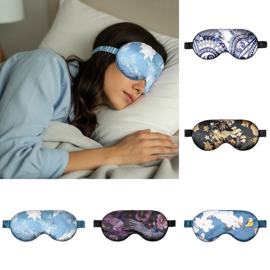 Printed Silk Eye Mask Pure Mulberry for Sleep and Travel Soft Gentle Stylish