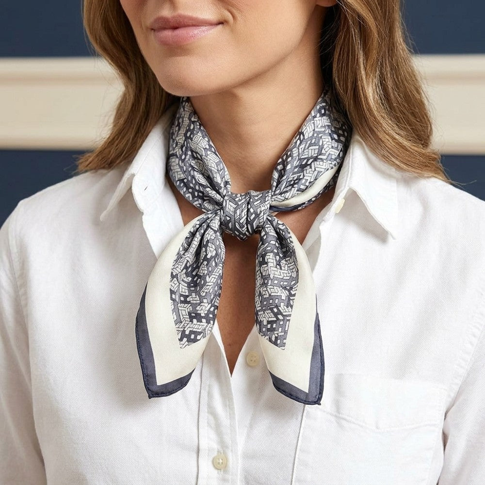 Premium 100% Silk Square Scarf with Stylish Floral Botanical Print Chic Accessory for All Seasons