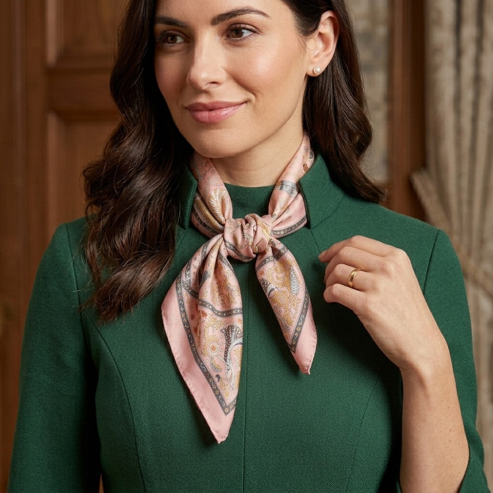 Premium 100% Silk Square Scarf with Stylish Floral Botanical Print Chic Accessory for All Seasons