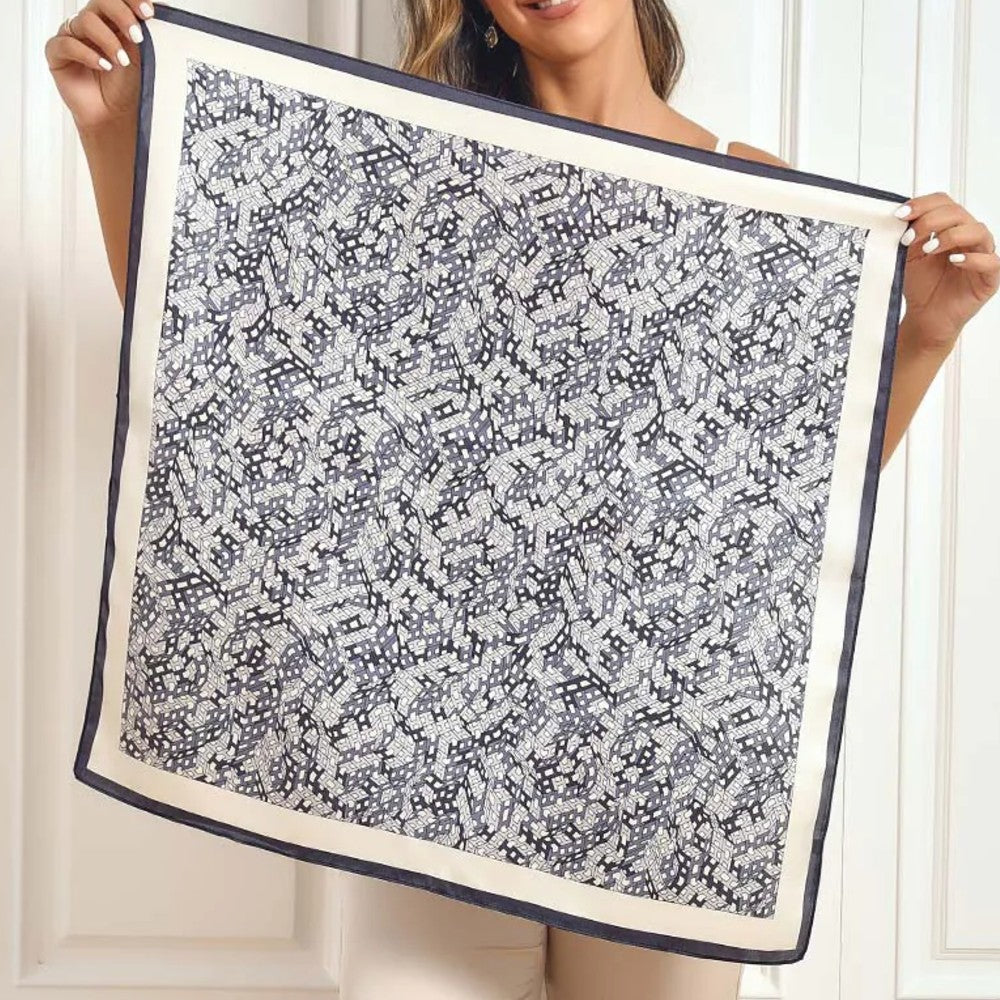 Premium 100% Silk Square Scarf with Stylish Floral Botanical Print Chic Accessory for All Seasons