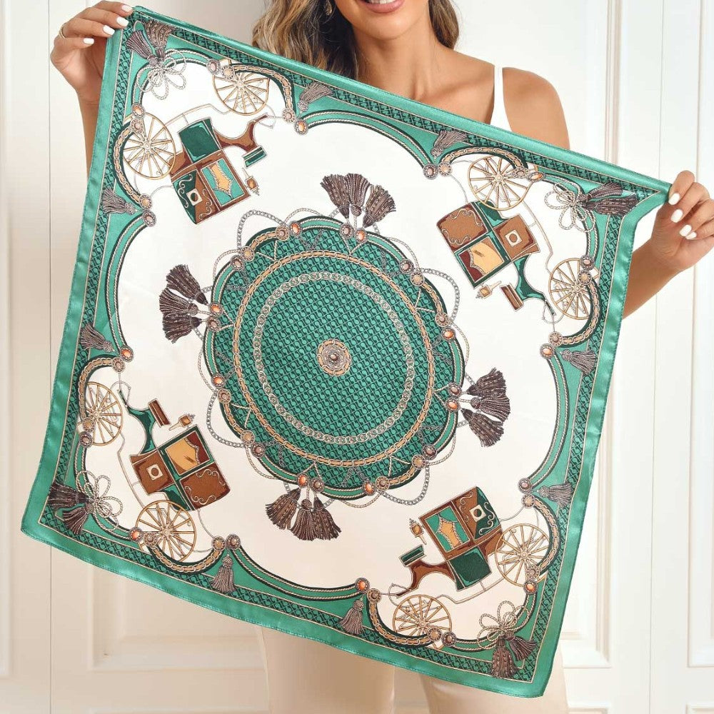 Premium 100% Silk Square Scarf with Stylish Floral Botanical Print Chic Accessory for All Seasons
