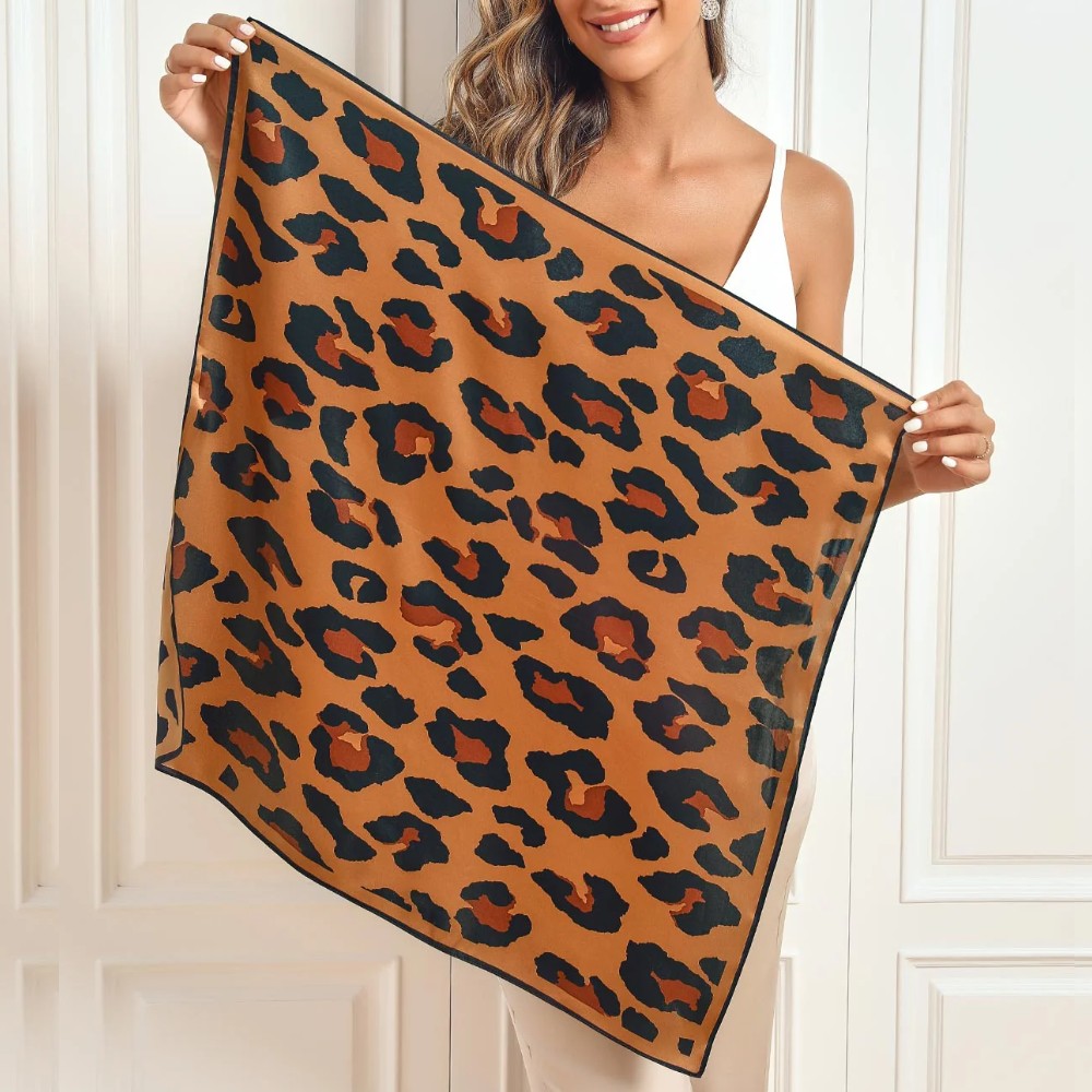 Premium 100% Silk Square Scarf with Stylish Floral Botanical Print Chic Accessory for All Seasons