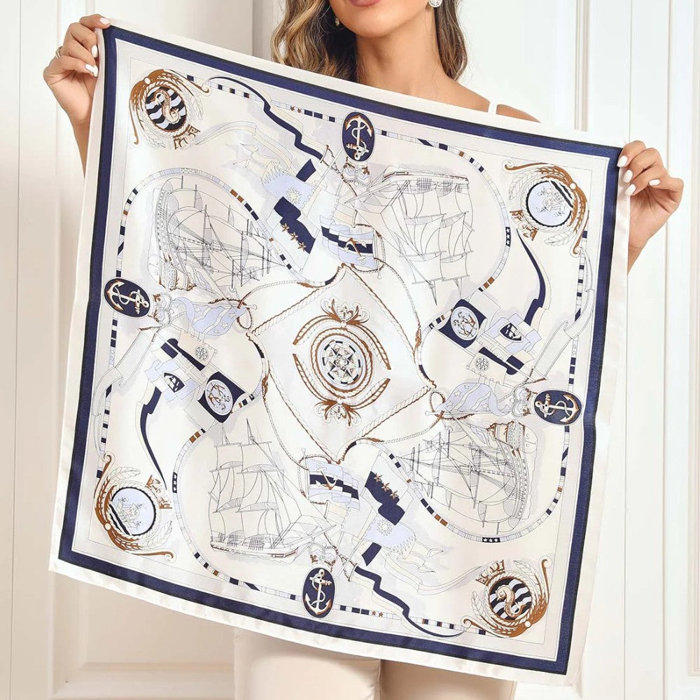 Premium 100% Silk Square Scarf with Stylish Floral Botanical Print Chic Accessory for All Seasons