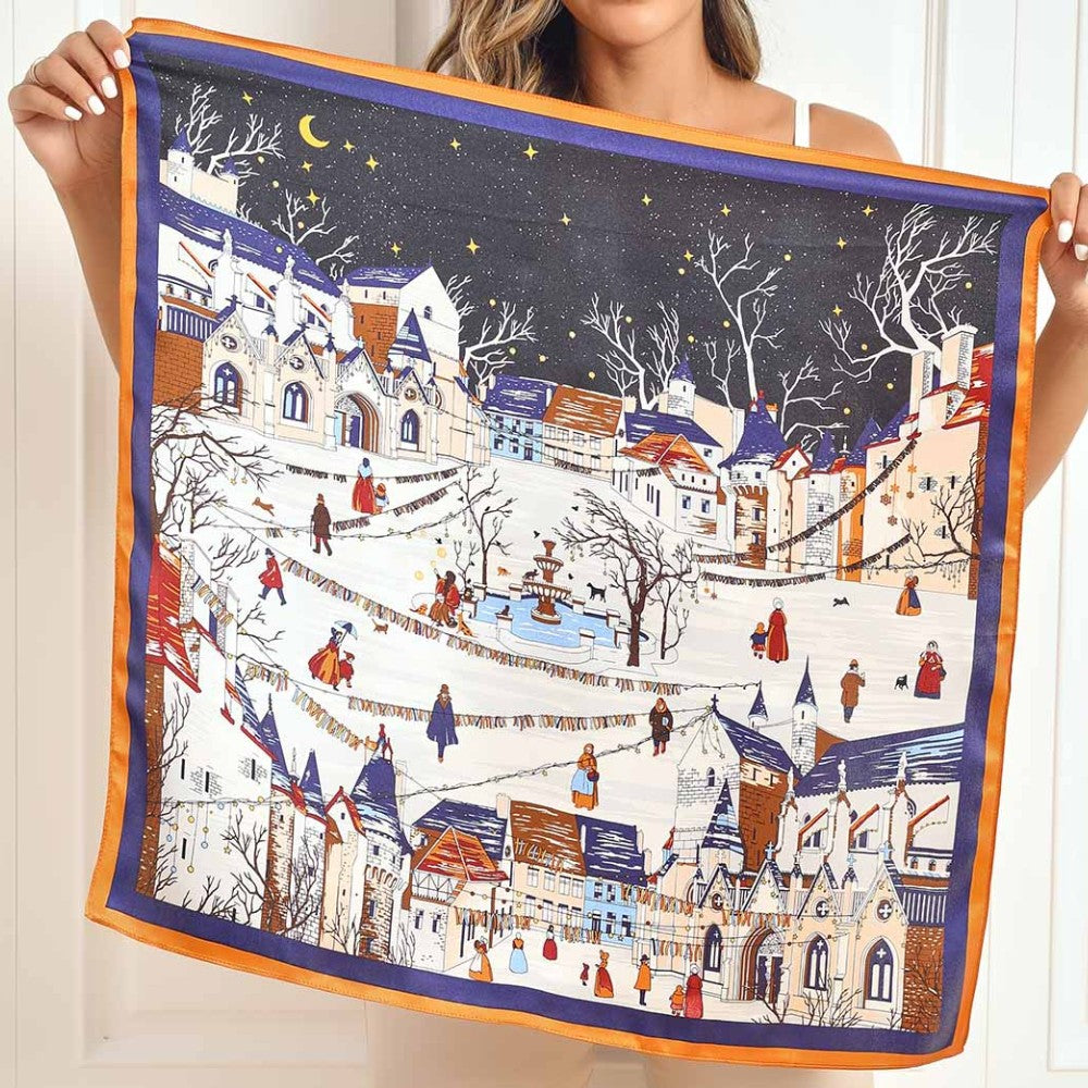 Premium 100% Silk Square Scarf with Stylish Floral Botanical Print Chic Accessory for All Seasons