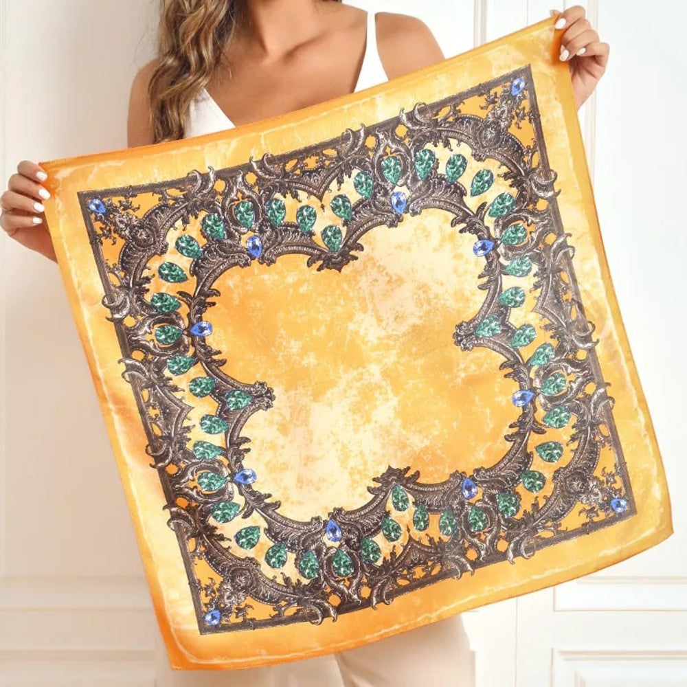 Premium 100% Silk Square Scarf with Stylish Floral Botanical Print Chic Accessory for All Seasons