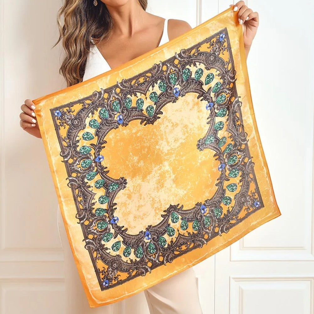 Premium 100% Silk Square Scarf with Stylish Floral Botanical Print Chic Accessory for All Seasons