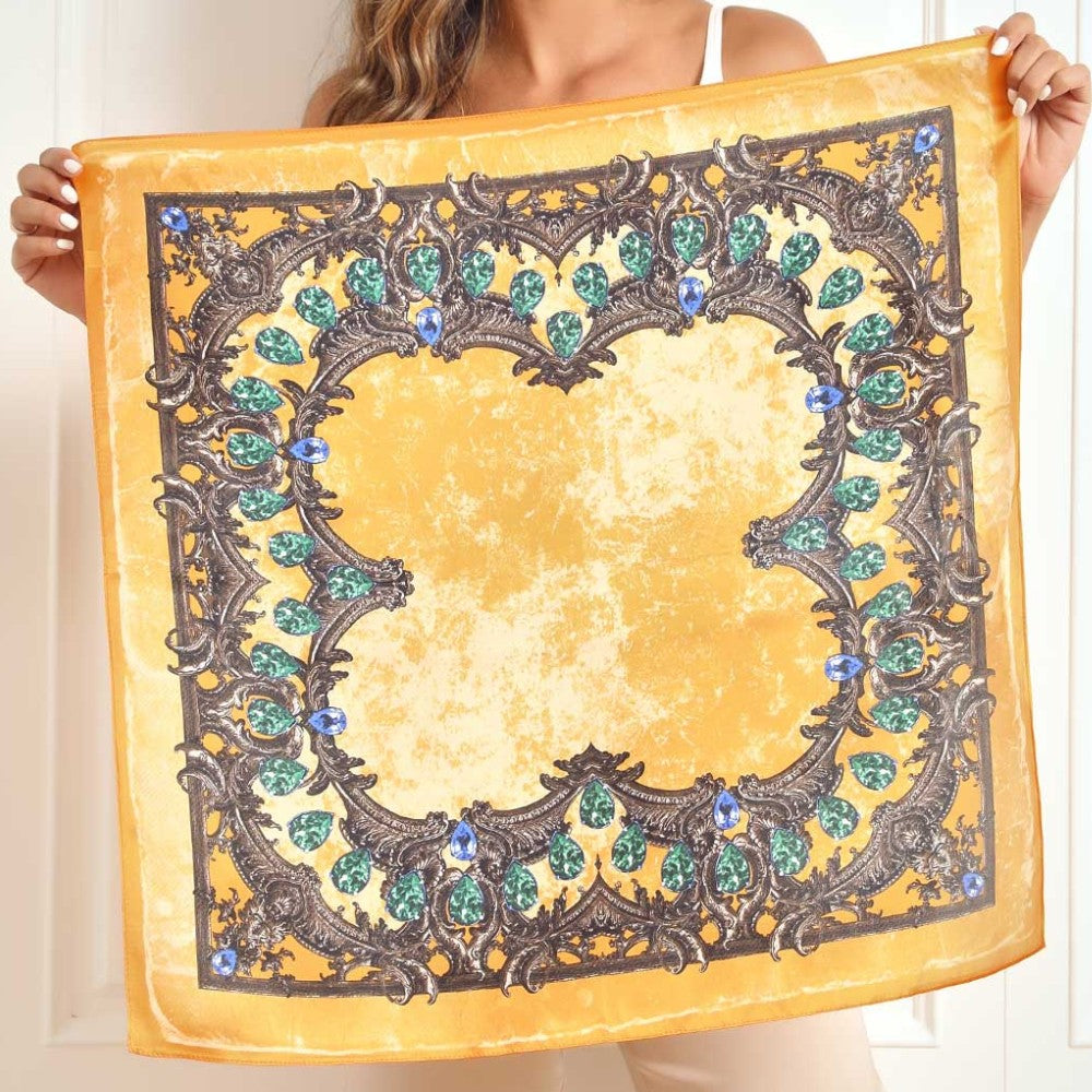 Premium 100% Silk Square Scarf with Stylish Floral Botanical Print Chic Accessory for All Seasons