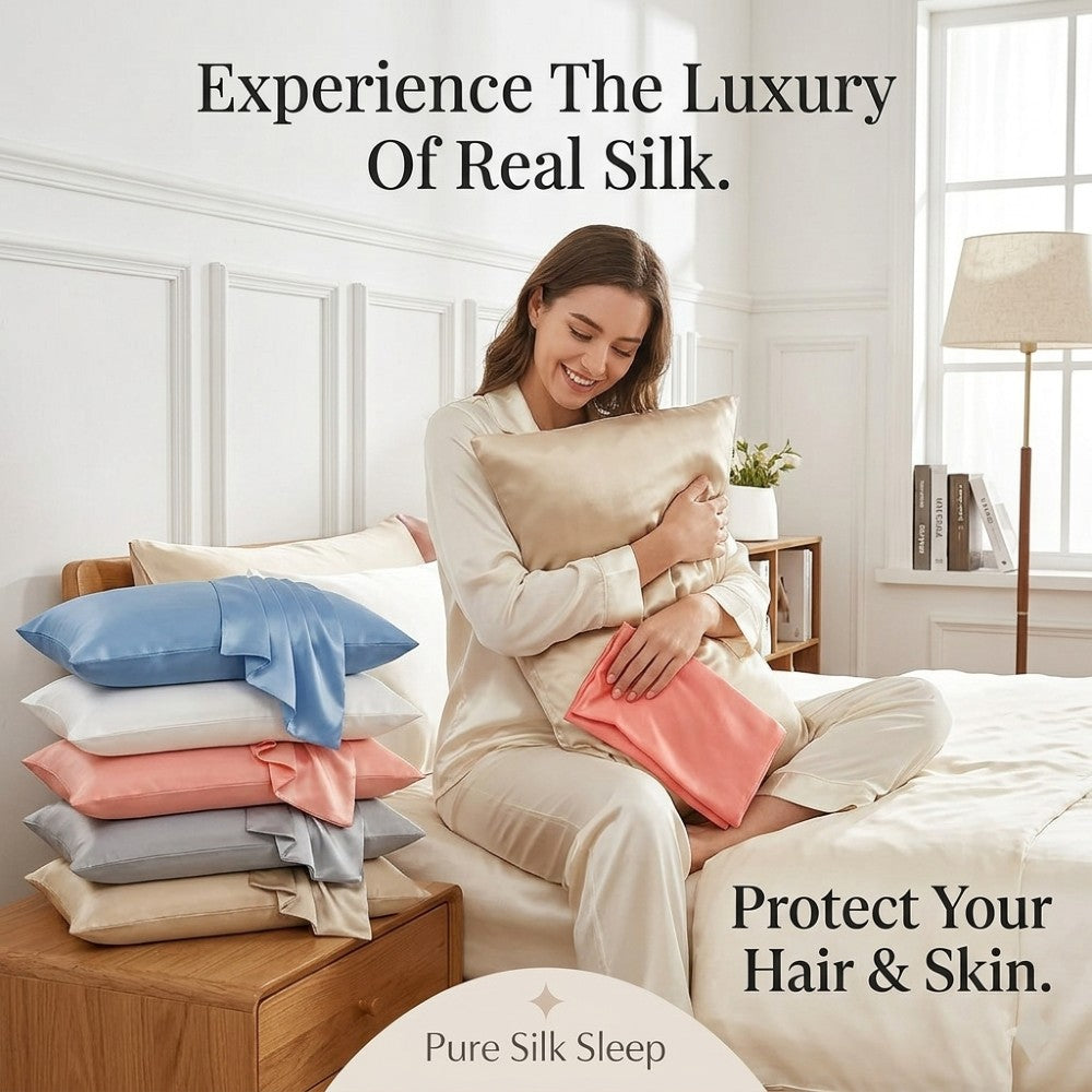4-Pack 100% Pure Mulberry Silk Pillowcase Set for Hair and Skin Care