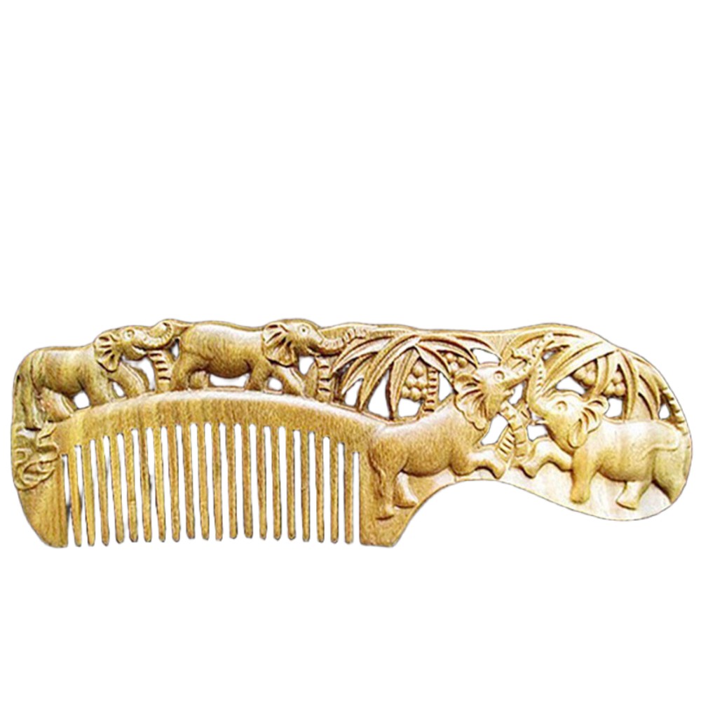 Natural Sandalwood Carved Comb Handcrafted Wooden Hair Comb for Detangling and Massage