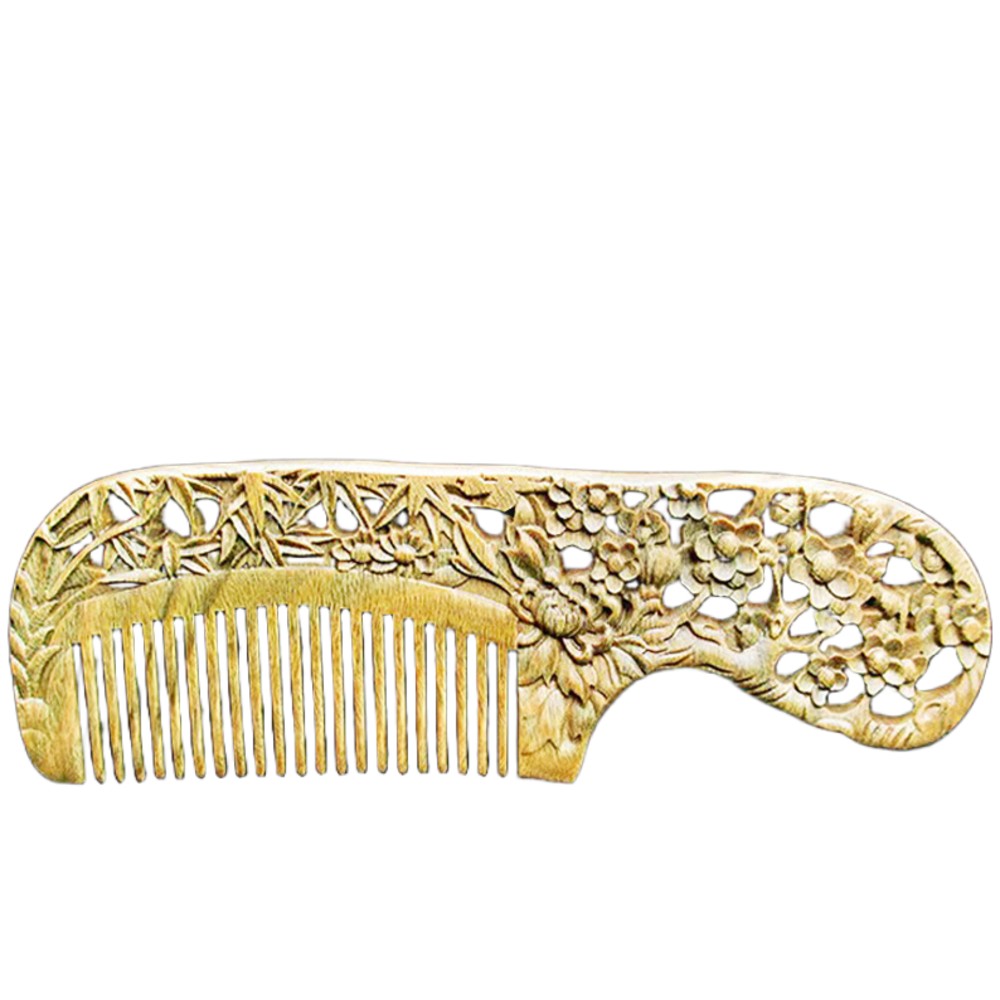 Natural Sandalwood Carved Comb Handcrafted Wooden Hair Comb for Detangling and Massage