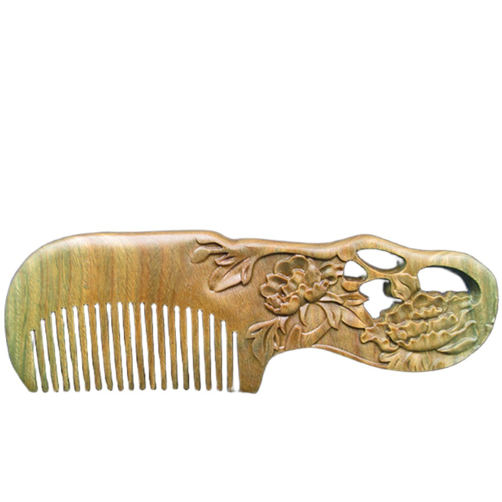 Natural Sandalwood Carved Comb Handcrafted Wooden Hair Comb for Detangling and Massage
