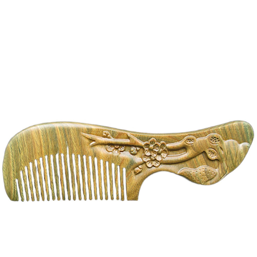 Natural Sandalwood Carved Comb Handcrafted Wooden Hair Comb for Detangling and Massage