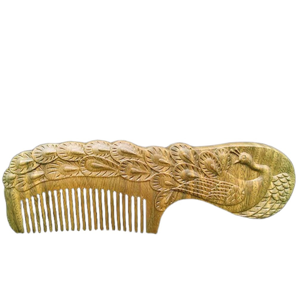 Natural Sandalwood Carved Comb Handcrafted Wooden Hair Comb for Detangling and Massage