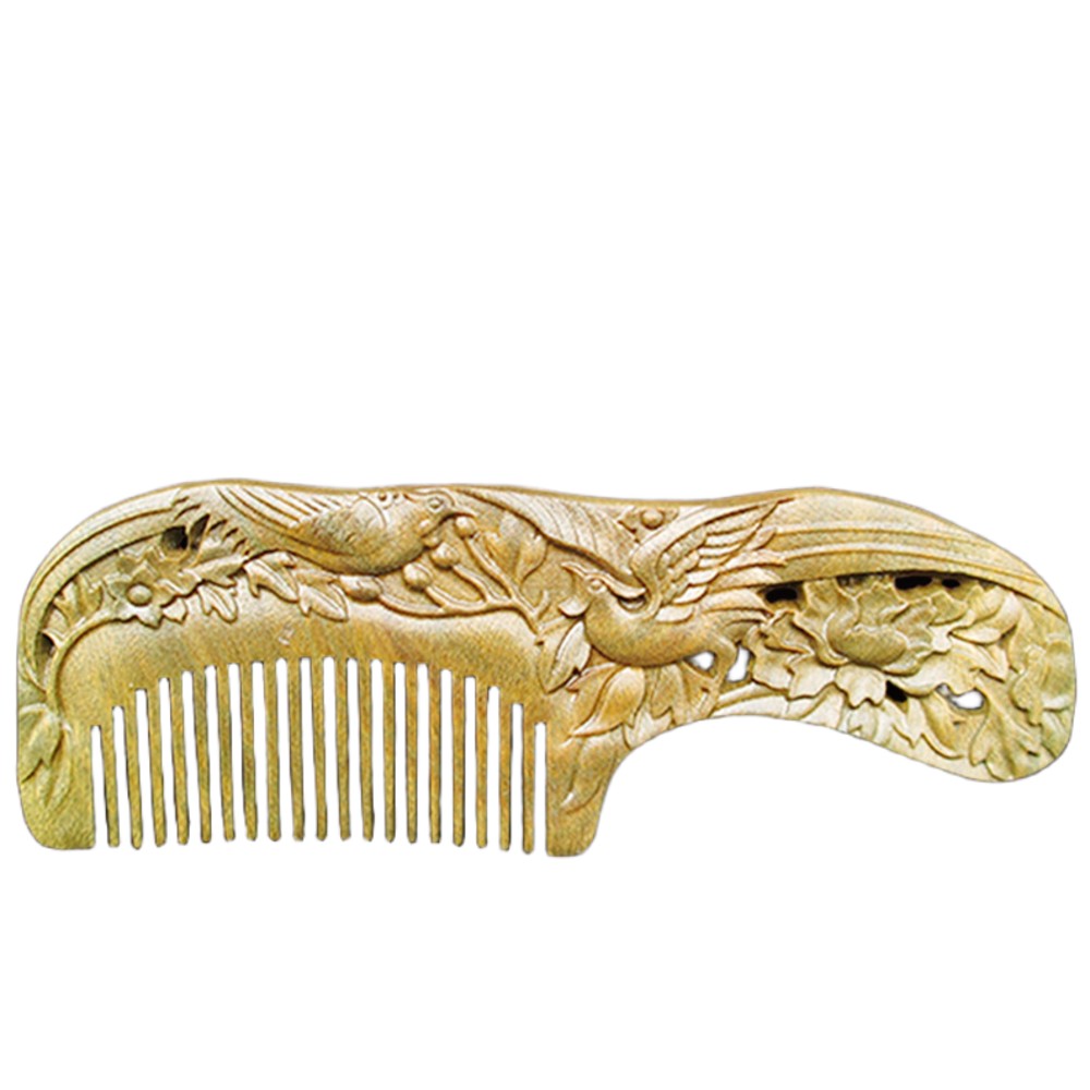 Natural Sandalwood Carved Comb Handcrafted Wooden Hair Comb for Detangling and Massage