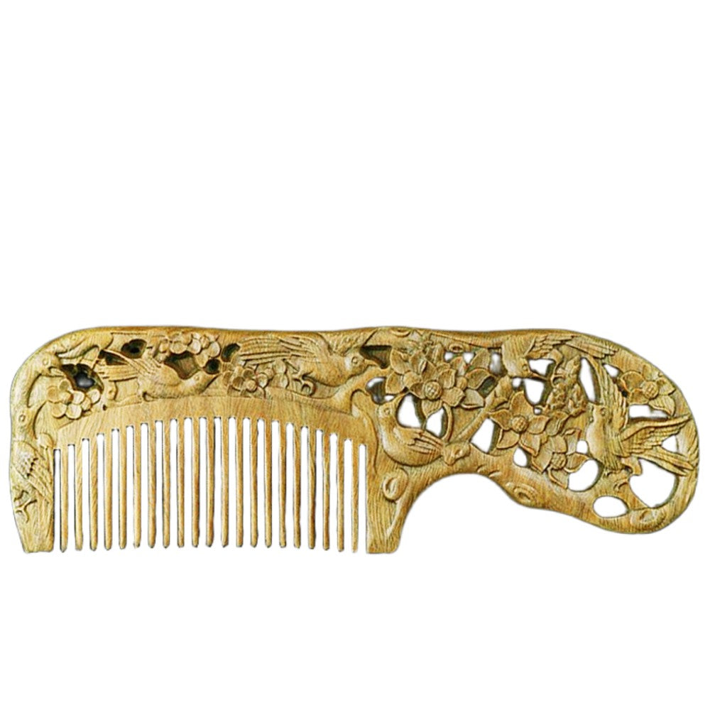 Natural Sandalwood Carved Comb Handcrafted Wooden Hair Comb for Detangling and Massage