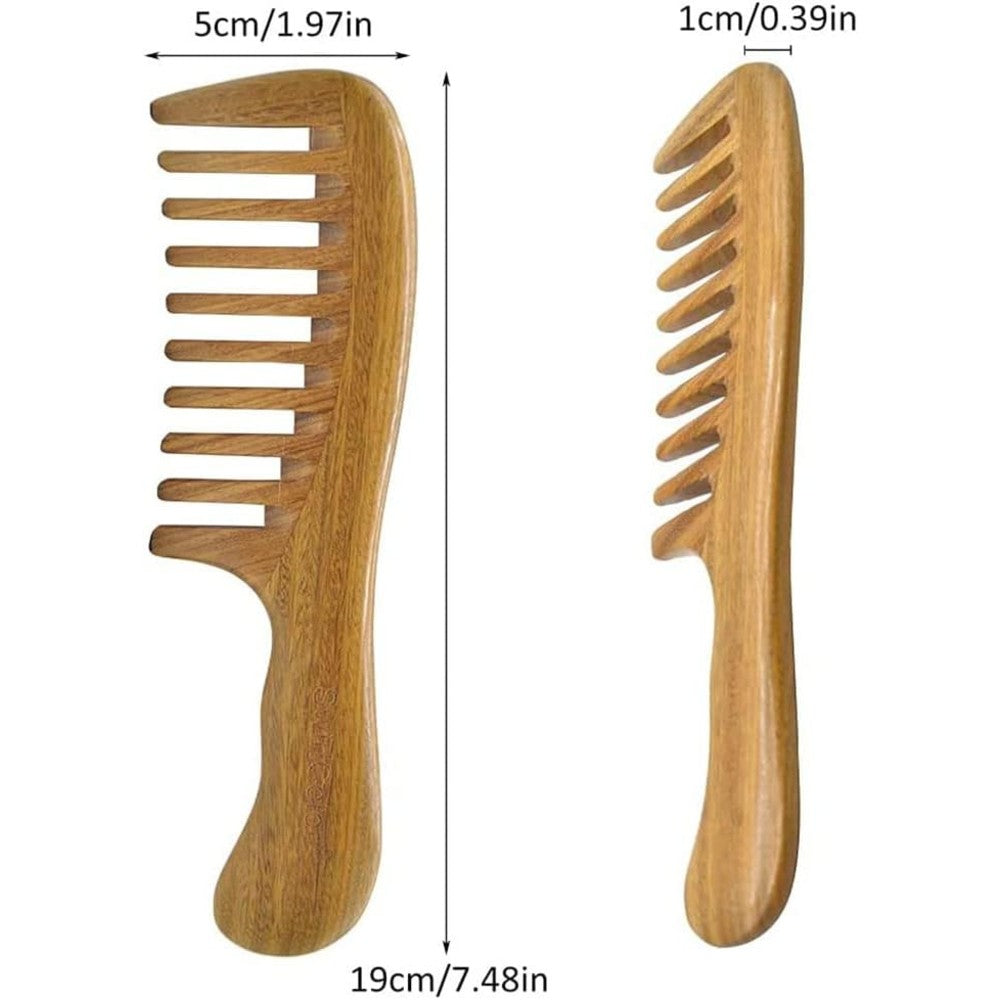 Sandalwood Hair Comb Handmade Wide Tooth Natural Wooden Detangling Comb