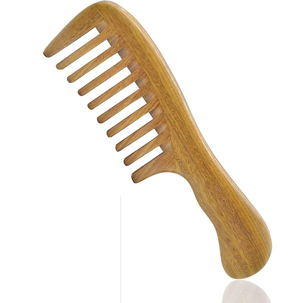 Sandalwood Hair Comb Handmade Wide Tooth Natural Wooden Detangling Comb