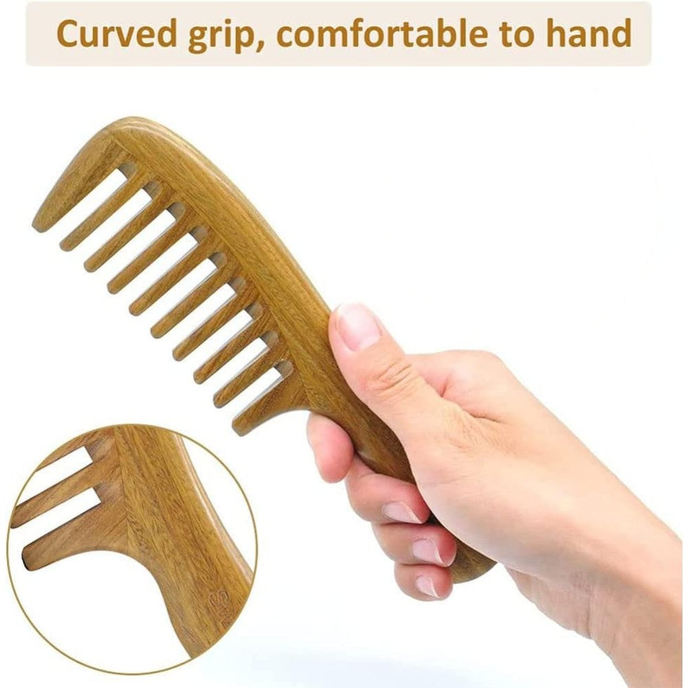 Sandalwood Hair Comb Handmade Wide Tooth Natural Wooden Detangling Comb