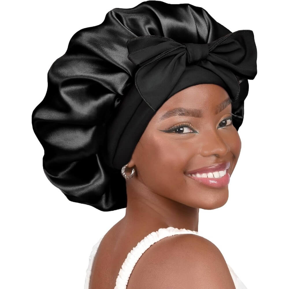 Hair Bonnet for Sleeping Women Satin Bonnet Night Sleep Cap Scarf Wrap for Curly Hair with Tie Band