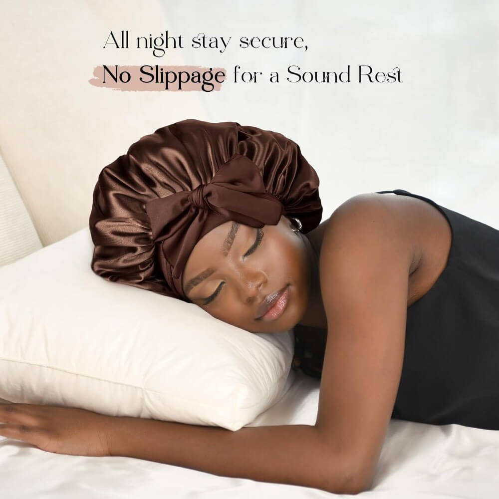 Hair Bonnet for Sleeping Women Satin Bonnet Night Sleep Cap Scarf Wrap for Curly Hair with Tie Band