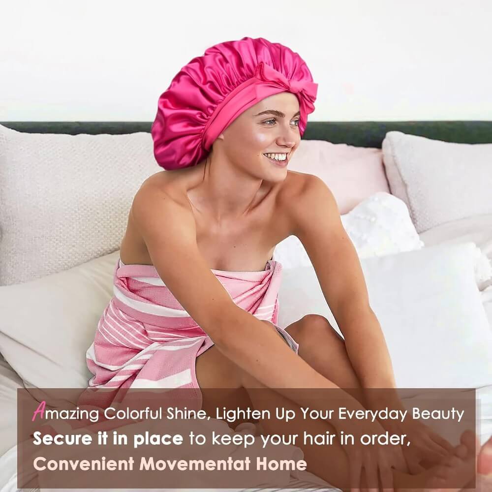 Hair Bonnet for Sleeping Women Satin Bonnet Night Sleep Cap Scarf Wrap for Curly Hair with Tie Band