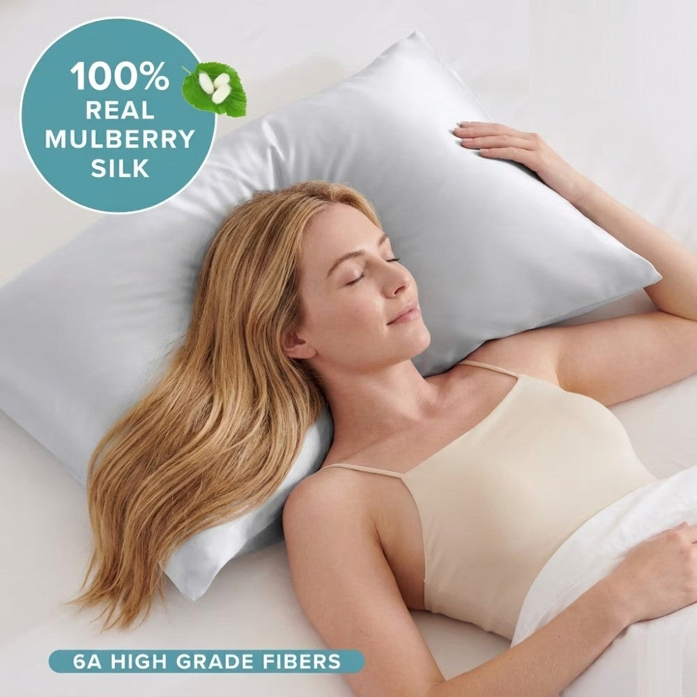 100% Mulberry Silk Pillowcase 2-Pack Envelope Closure Standard Size Cooling Breathable Luxury Bedding