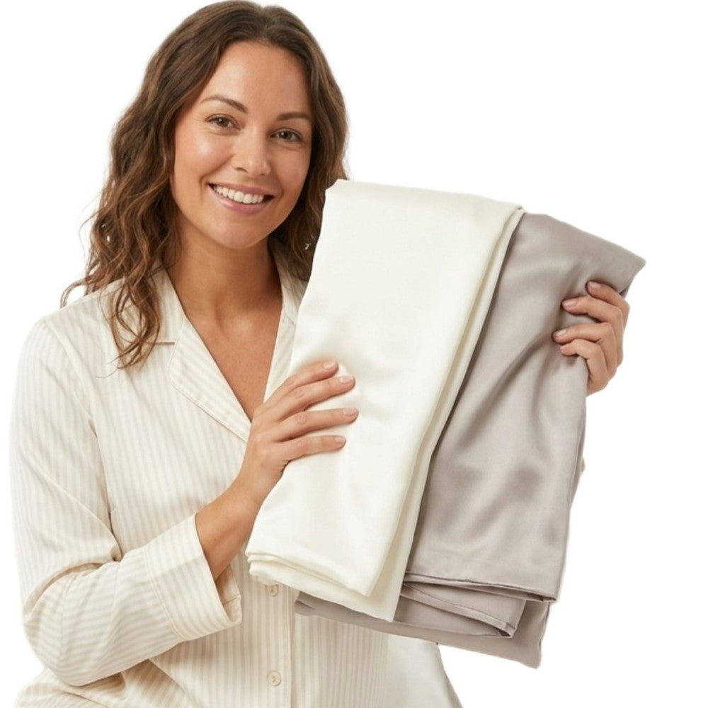 100% Mulberry Silk Pillowcase 2-Pack Envelope Closure Standard Size Cooling Breathable Luxury Bedding