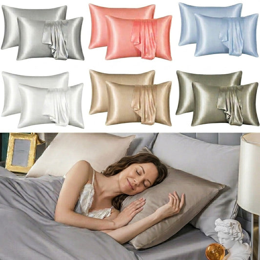 100% Mulberry Silk Pillowcase 2-Pack Envelope Closure Standard Size Cooling Breathable Luxury Bedding