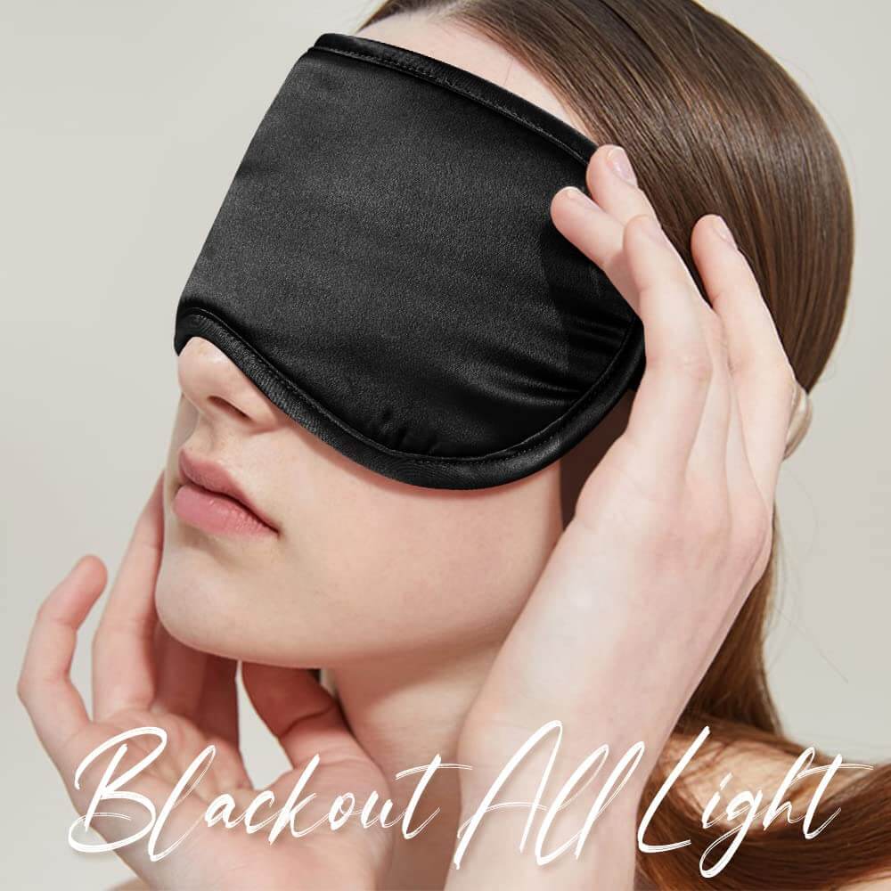 100% Pure Silk Eye Mask with Elastic Strap Sleep Mask for Beauty Sleep and Travel