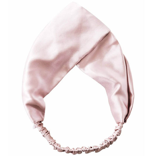 100% Mulberry Silk Headband Elastic Twisted Head Hair Wrap Spa Accessory Grade 6A Silk - Pink