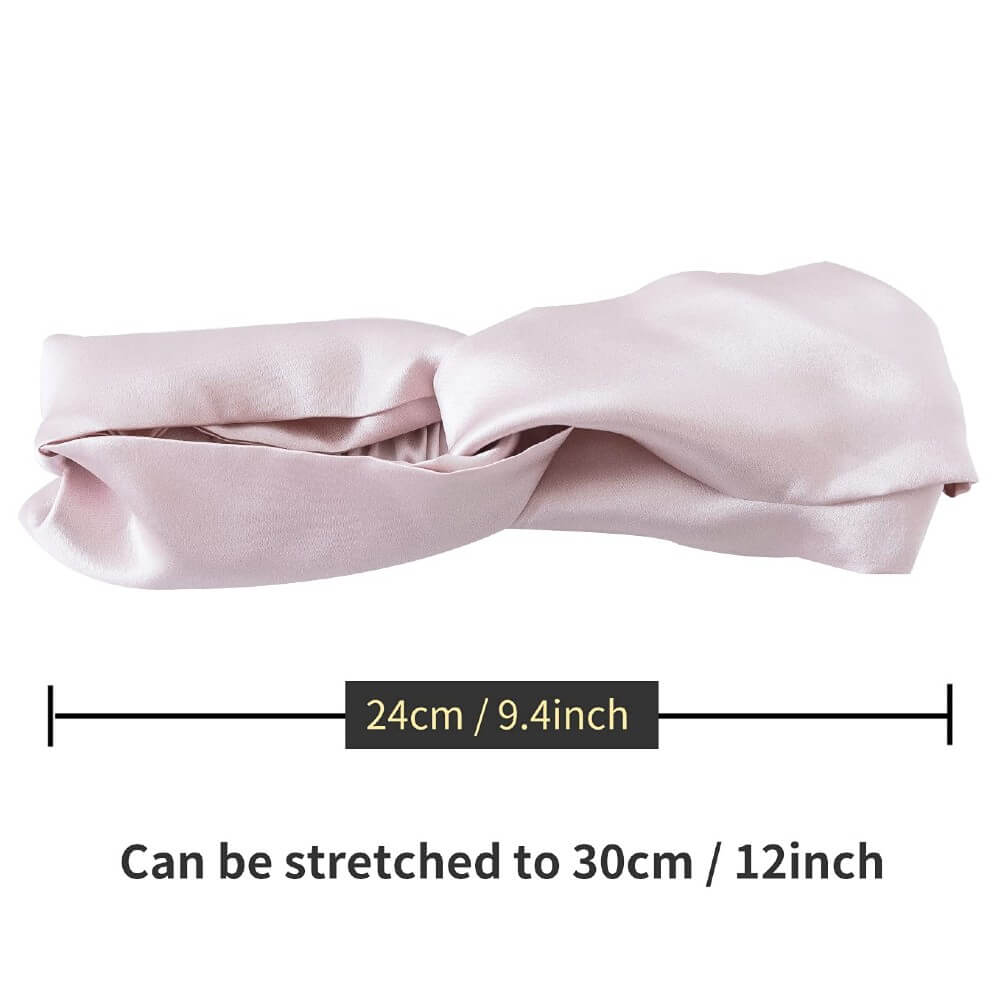 100% Mulberry Silk Headband Elastic Twisted Head Hair Wrap Spa Accessory Grade 6A Silk - Pink