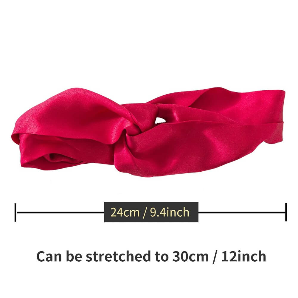 100% Mulberry Silk Headband Elastic Twisted Head Hair Wrap Spa Accessory Grade 6A Silk - Red